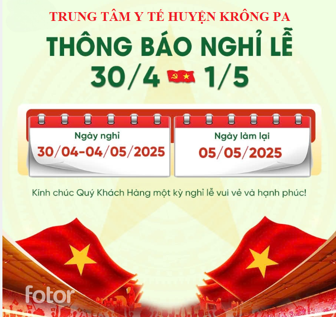 Trung tâm y tế huyện Krông Pa: Thông báo nghỉ lễ